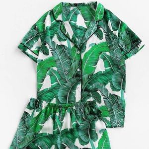 Shein | Palm Leaf Print Pajama Set
